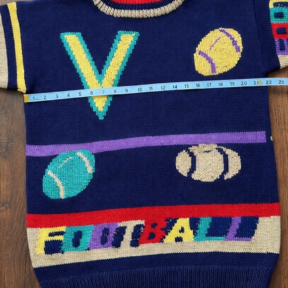 Vintage Berek Hand Knit Football Sweater 100% Cotton 90s Medium - Picture 5 of 5
